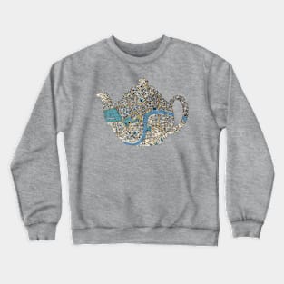 Brown Betty Teapot cut from 1860 London Street Map Crewneck Sweatshirt